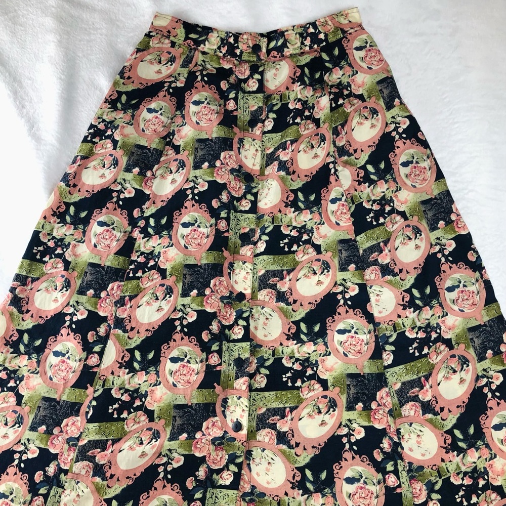 Vintage floral maxi skirt 100% silk by Anna and Frank
